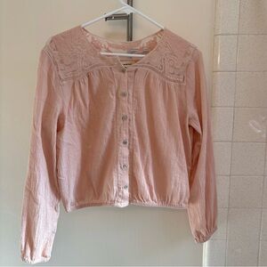 Lucky Brand Light Pink Lace Blouse